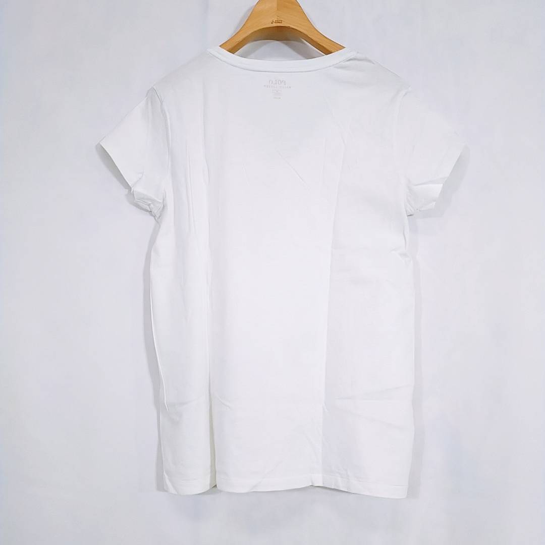 【27955】 POLO RALPH LAUREN ポロラルフローレン 半袖Tシャツ カットソー サイズM 165/92A / 約M ホワイト ワンポイント Vネック メンズ