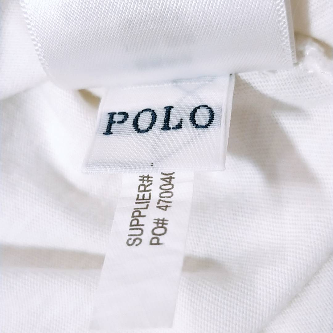 【27965】 POLO RALPH LAUREN ポロラルフローレン 長袖Tシャツ ロンT  カットソー サイズM ホワイト ワンポイント Vネック シンプル メンズ