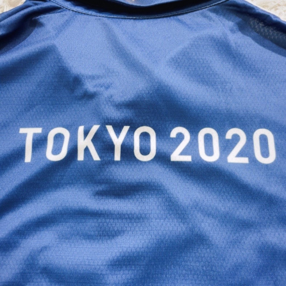 【27057】 asics アシックス 半袖シャツ サイズS ブルー 半袖 東京オリンピック2020 ロゴ ボランティアスタッフ 吸収速乾性 メンズ