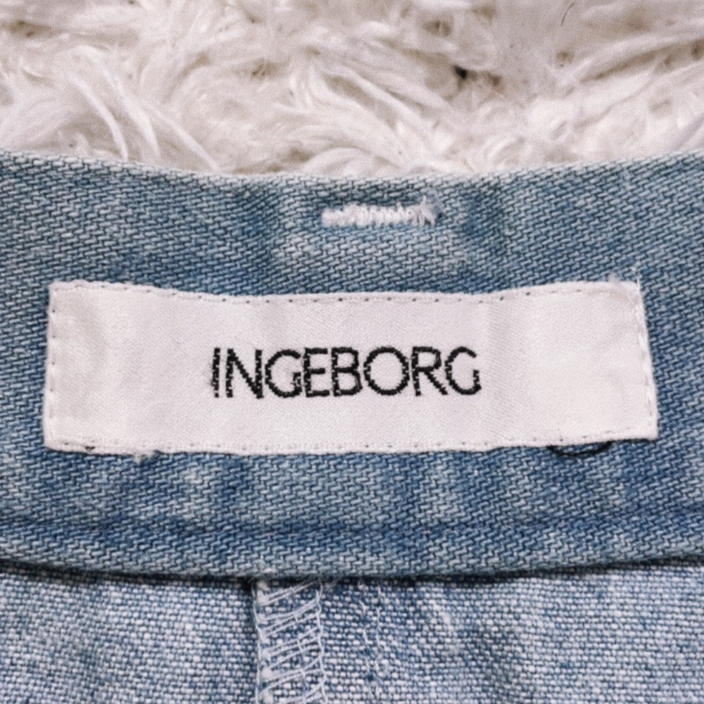 【26327】 INGEBORG インゲボルグ ロングスカート ブルー サイズM相当 デニムスカート シンプル ケミカルウォッシュ かっこいい レディース