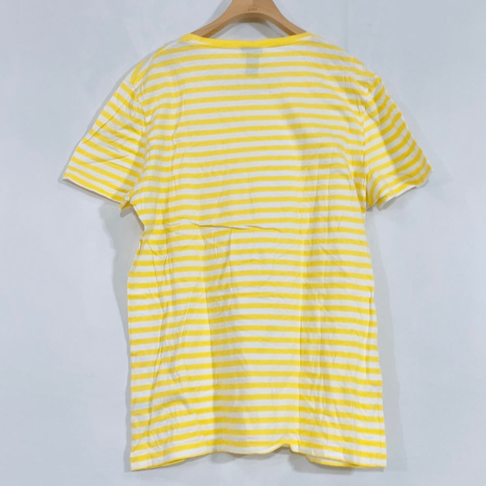 【27535】 H&M エイチアンドエム 半袖Tシャツ カットソー サイズUS M / 約L イエロー 薄手 丸首 ボーダー 爽やか ポップ カジュアル メンズ