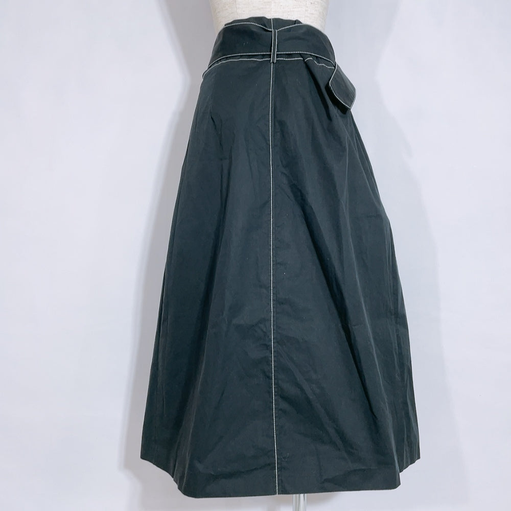 【27533】 ZARA ザラ ロングスカート サイズUSA M / 約L ブラック 巻きスカート ベルト付き ボタン クール スマート かっこいい レディース