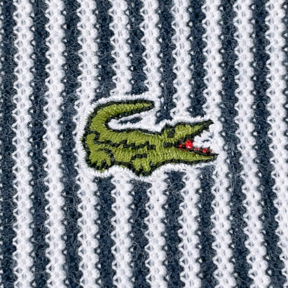 【27364】 LACOSTE ラコステ ポロシャツ カットソー サイズ40 / 約L ブラック 長袖 ストライプ スマート かっこいい ワニ レディース