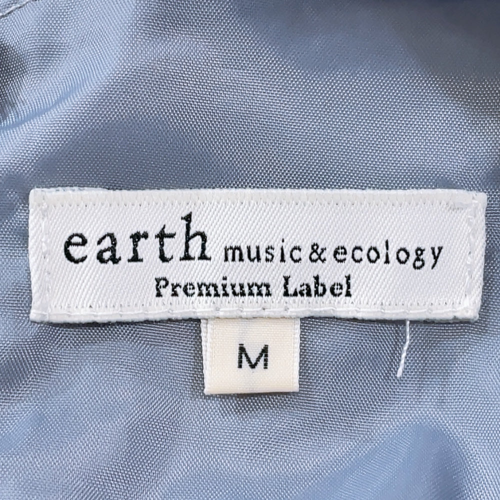 【27362】 earth music&ecology アースミュージックアンドエコロジー ひざ丈ワンピース サイズM ネイビー フリル 裏地 シンプル レディース