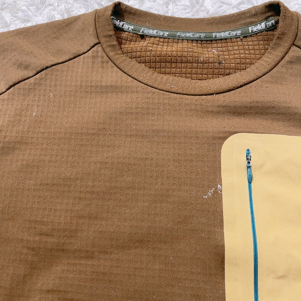 【26079】 FieldCore フィールドコア 長袖Tシャツ ロンT  カットソー サイズL ブラウン ジップアップ スポーティー カッコいい メンズ