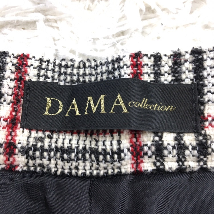 【27505】 DAMA collection ダーマ コレクション クロップドパンツ サイズ61-89 ブラック チェック柄 ファスナー ボタン レディース