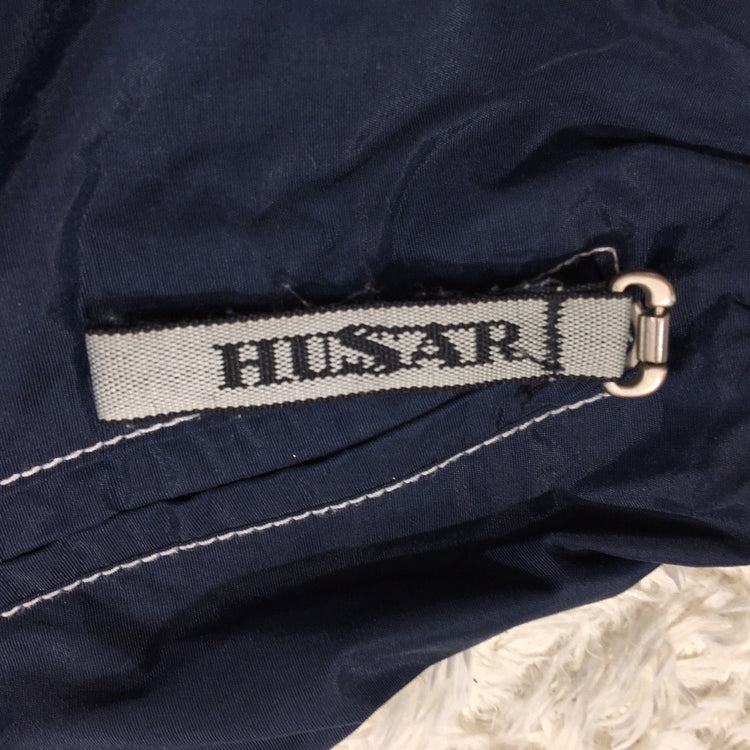 【26146】 HUSSAR ハサー オーバーオール つなぎ サイズL ネイビー 作業用 厚手 裾ファスナー マジックテープ ポケット あったか メンズ