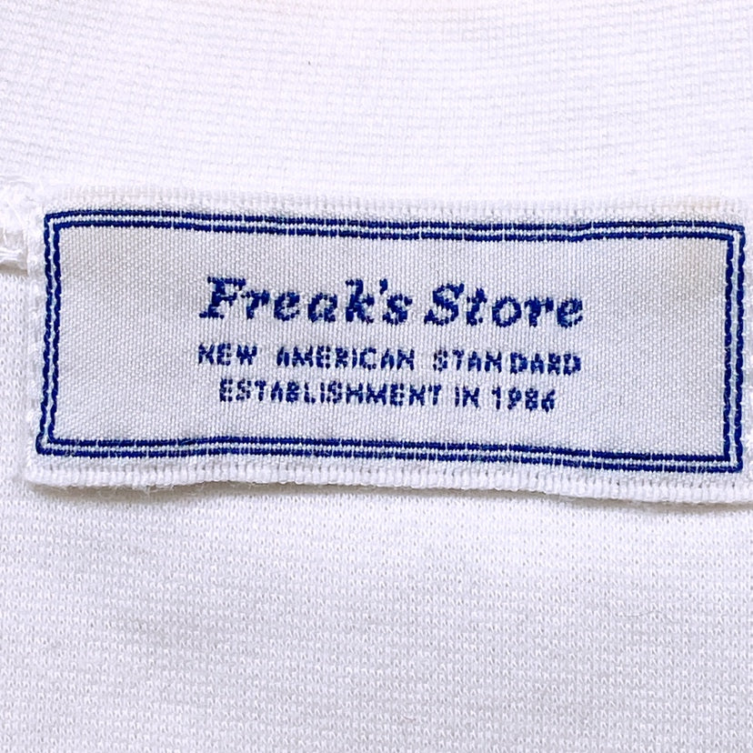 【27561】 FREAK'S STORE フリークスストア 半袖Tシャツ カットソー サイズF ホワイト ジップ シンプル 無地 丸首 ゆったり 春 夏 メンズ