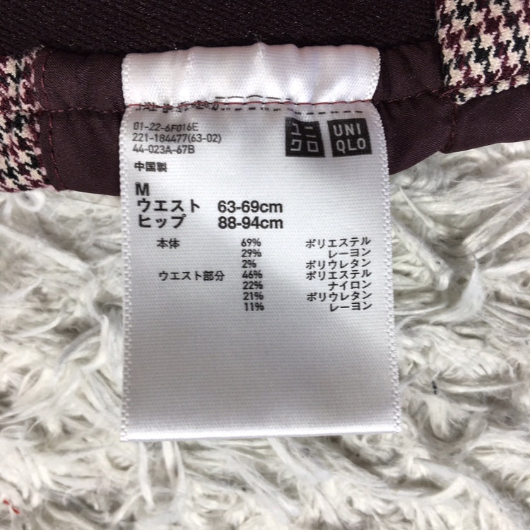 【26581】 UNIQLO ユニクロ カジュアルパンツ サイズM ベージュ グレンチェック柄 薄手 肌触り良い シンプル カジュアル レディース