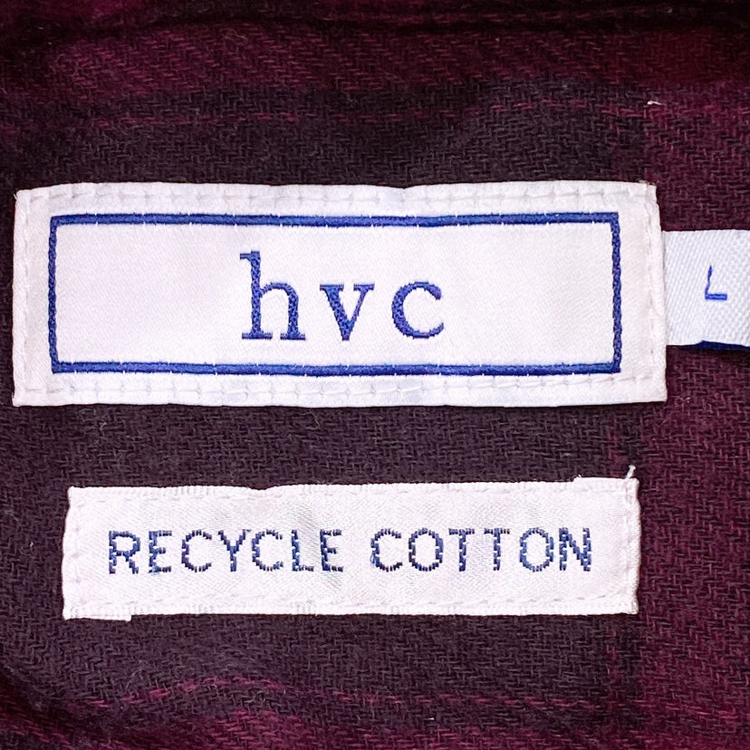【26462】 HVC エイチブイシー 長袖シャツ サイズL パープル チェック柄 柔らかい ダークカラー 羽織り ベーシック カジュアル メンズ