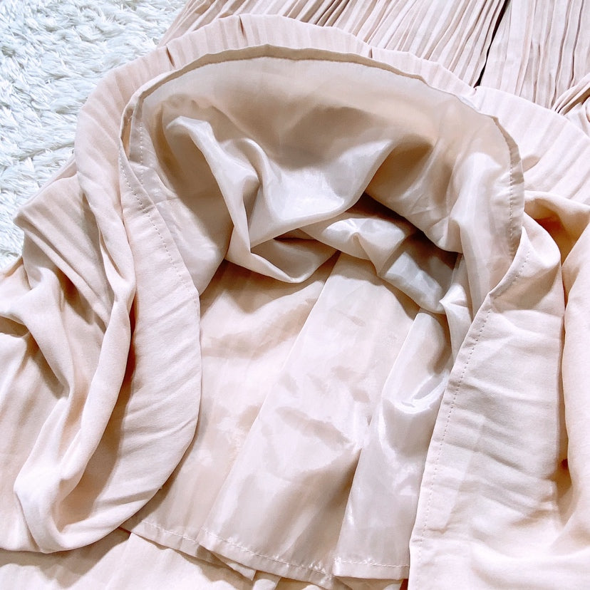【26448】 SHEENA DEL RAY シーナデルレイ ロングスカート サイズM ベージュ プリーツスカート ヒラヒラ 上品 可愛い レディース