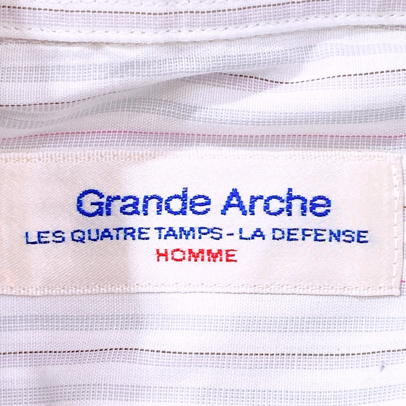 【26414】 Grande Arche グランアルシェ 長袖シャツ ホワイト サイズL相当 ストライプ カジュアル フォーマル 大きめ オシャレ メンズ