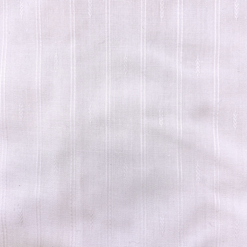 【26411】 長袖シャツ ホワイト サイズM相当 シンプル ストライプ シャドーストライプ ユニセックス 刺繍 コスプレ ワンポイント メンズ