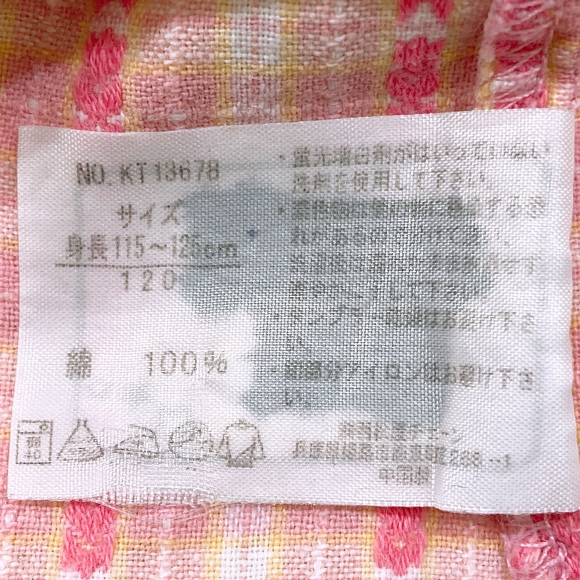 【27407】 西松屋 ニシマツヤ パジャマ サイズ120 ピンク 長袖 寝間着 上下セット ハート チェック リボン 女の子 ファンシー キッズ