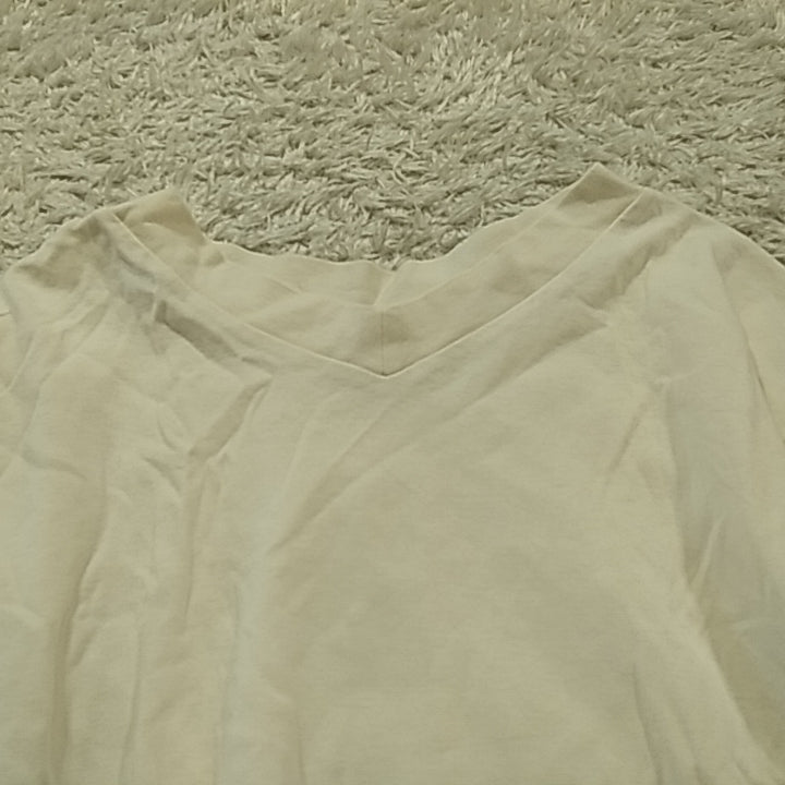 【27002】 七分袖Tシャツ カットソー サイズM ホワイト ポートレートネック 着回し モノトーン シンプル カジュアル レディース
