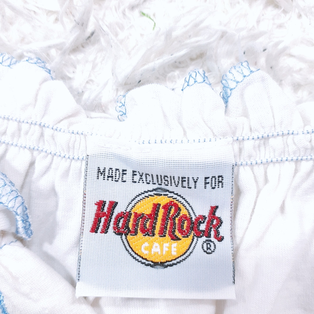 【26611】 HardRock ハードロック 半袖シャツ ホワイト サイズS相当 半袖カットソー 胸元刺繍入り Aライン おしゃれ 可愛い レディース
