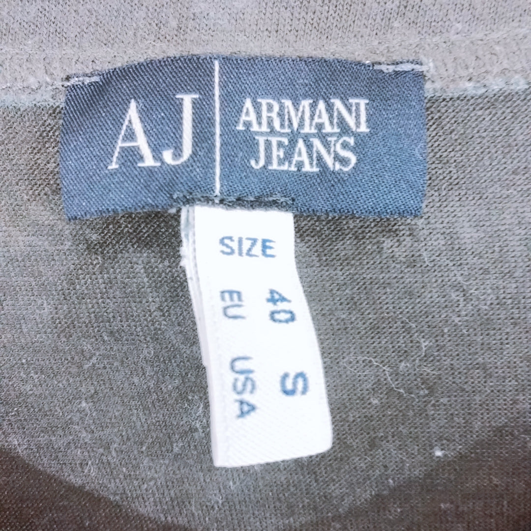 【27570】 ARMANI JEANS アルマーニジーンズ 半袖Tシャツ カットソー サイズEU40 / 約L ブラック 丸首 ロゴ 花柄プリント レディース