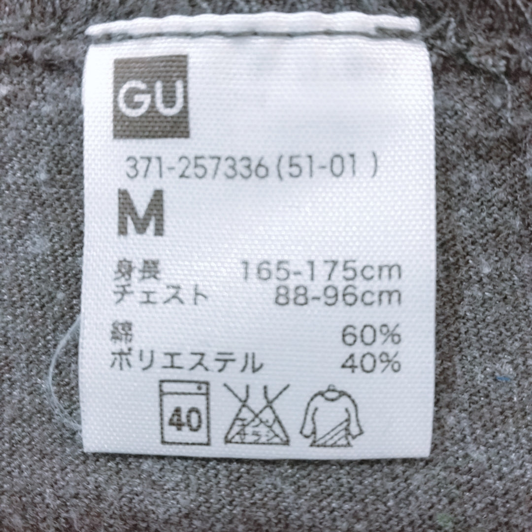【25400】 GU ジーユー 半袖Tシャツ カットソー サイズM グレー インナートップス プルオーバー 薄手 Vネック シンプル 通気性 メンズ