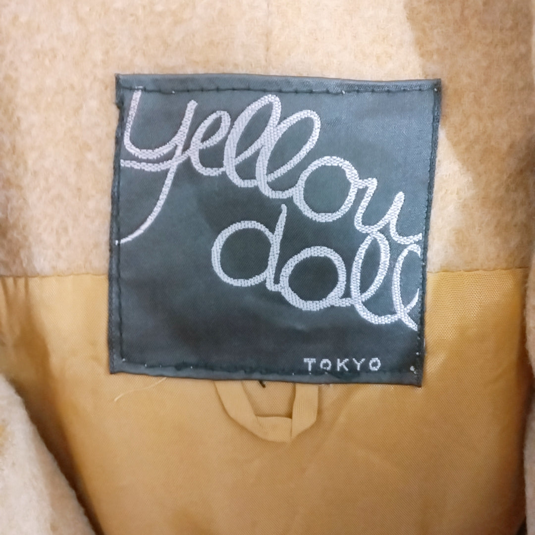 【25404】 Yellow doll イエロードール ロングコート キャメル サイズM相当 フード付き ボタンアップ 厚手素材 ダブル レディース