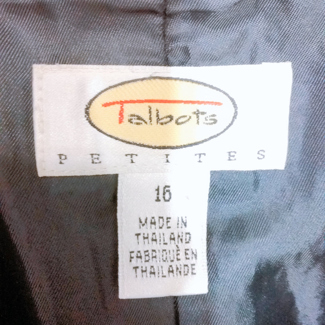 【27455】 Talbots PETITES タルボットプティット テーラードジャケット サイズ16 / 約L グレー ボタン ポケット おしゃれ レディース