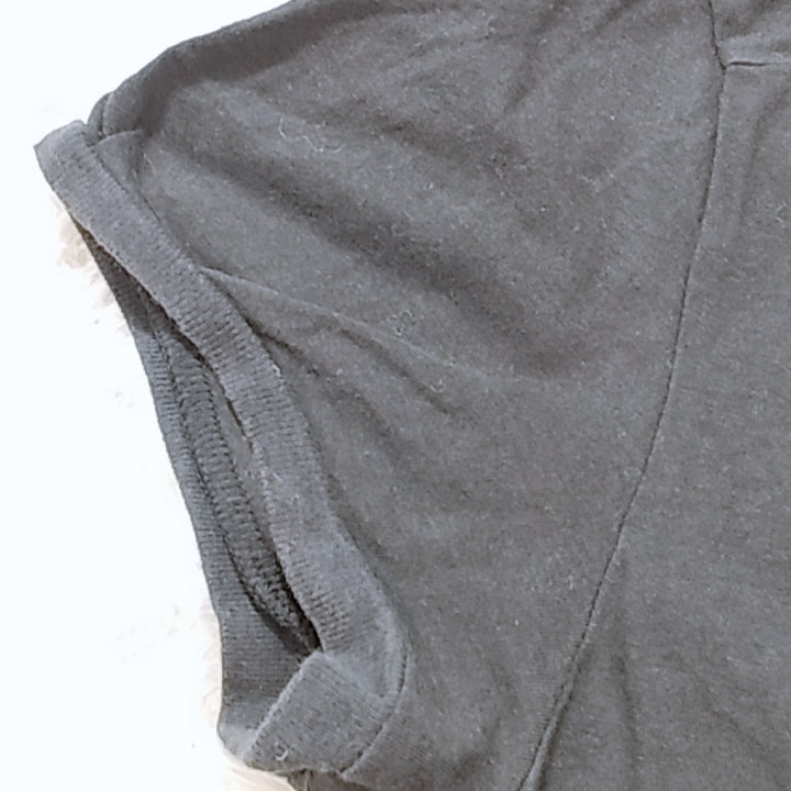 【28092】 DIESEL ディーゼル 半袖シャツ サイズM ブラック カットソー 綿100% フレンチ袖 Vネック シンプル 無地 可愛い レディース