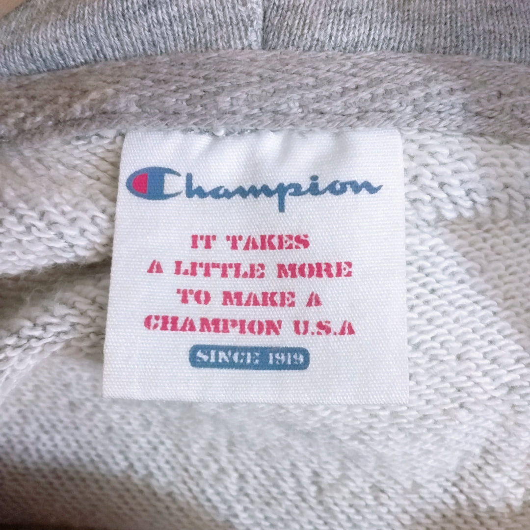 【26153】 Champion チャンピオン パーカー フーディー サイズL グレー フルジッパー 厚手素材 防寒 ロゴ刺繍 シンプル カジュアル メンズ