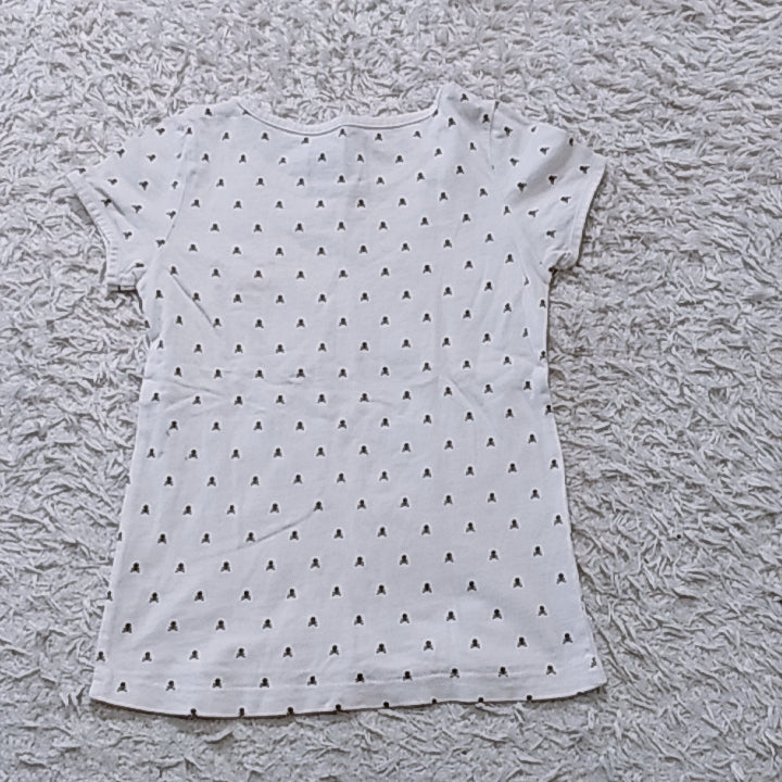 【27796】 半袖Tシャツ カットソー ホワイト サイズ130cm相当 フレンチ袖 かわいい 独特なデザイン 胸にポイントあり 訳あり キッズ