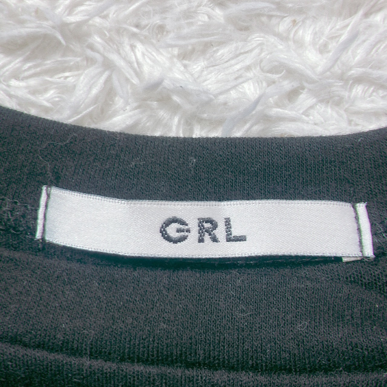 【27655】 GRL グレイル ノースリーブシャツ サイズL ブラック 袖なし 丸首 プリント文字 カジュアル 薄手 シンプル 良品 レディース