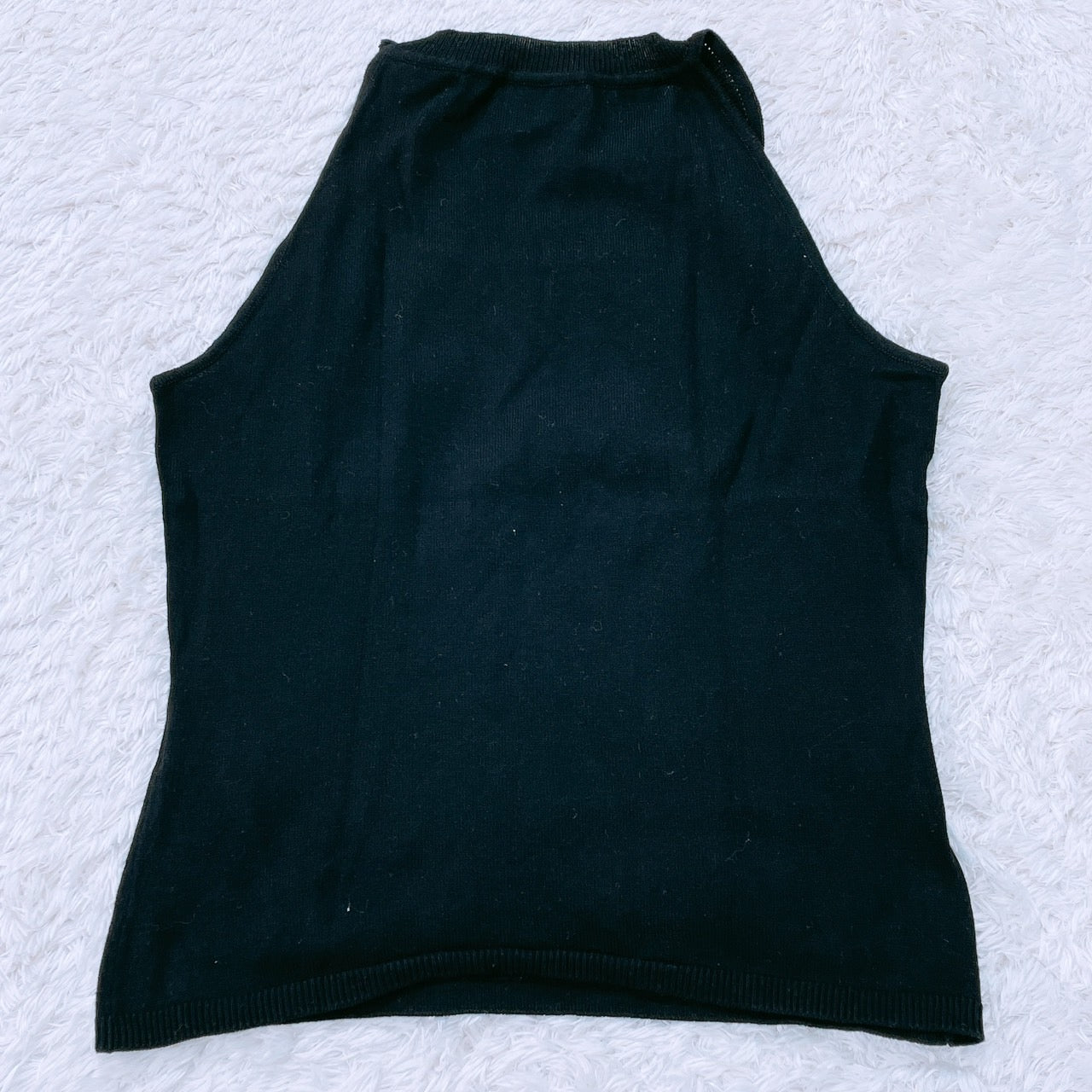 【25594】 Harrods ハロッズ タンクトップ ブラック サイズS相当 シャツ インナーシャツ ホルターネック風 シンプル 日本製 レディース