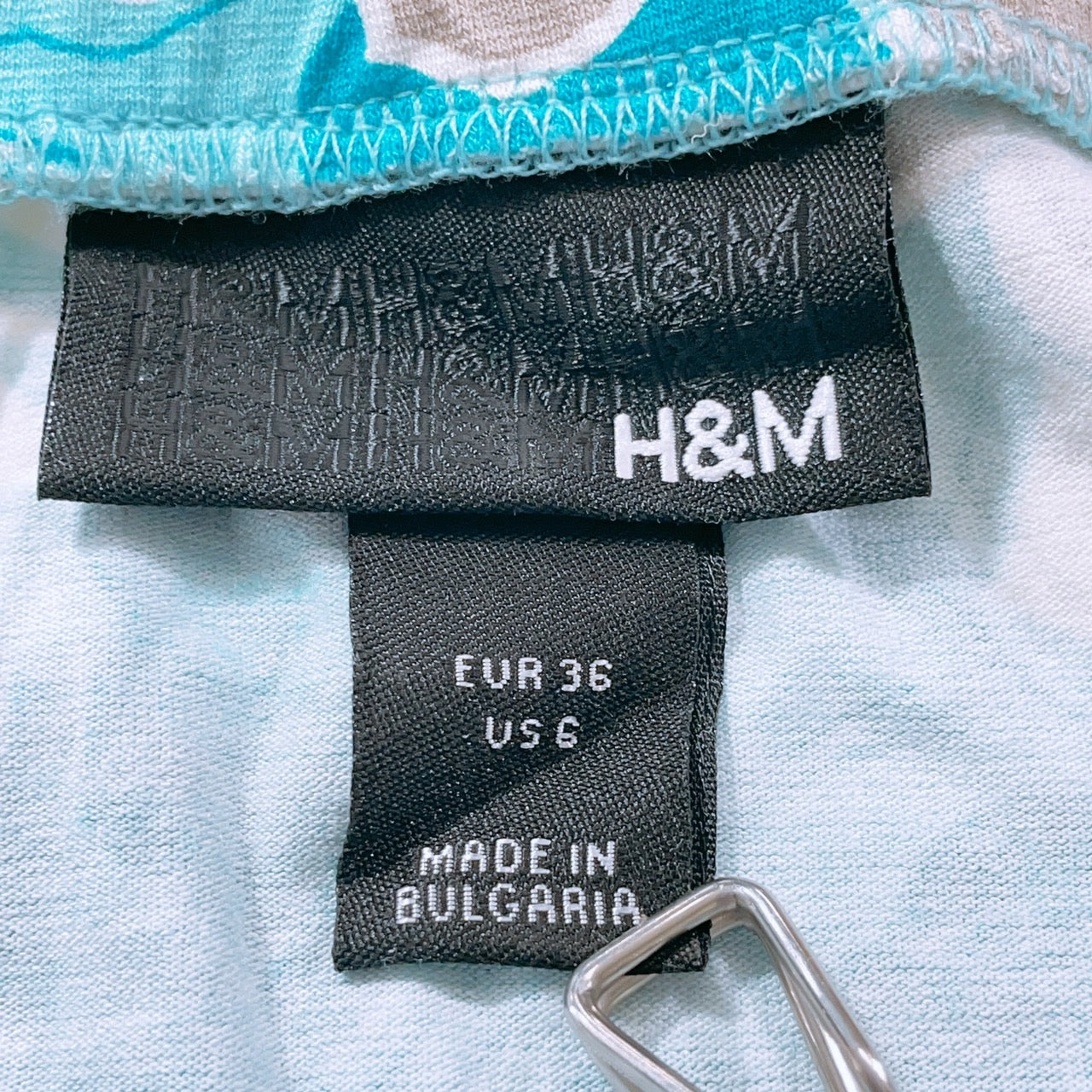 【27233】 H&M エイチアンドエム ひざ丈スカート サイズEUR 36 / 約S ライトブルー 台形スカート カジュアルスカート 花柄 レディース