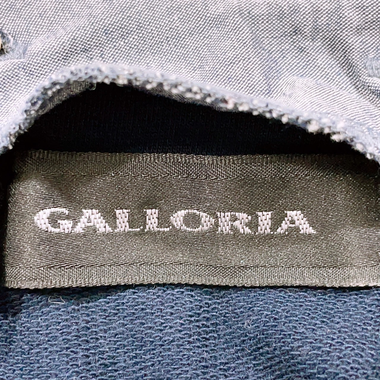 【26093】 GALLORIA ギャローリア 長袖シャツ サイズL ネイビー カジュアルシャツ バックファスナー 襟取り外し可能 ビジュー レディース