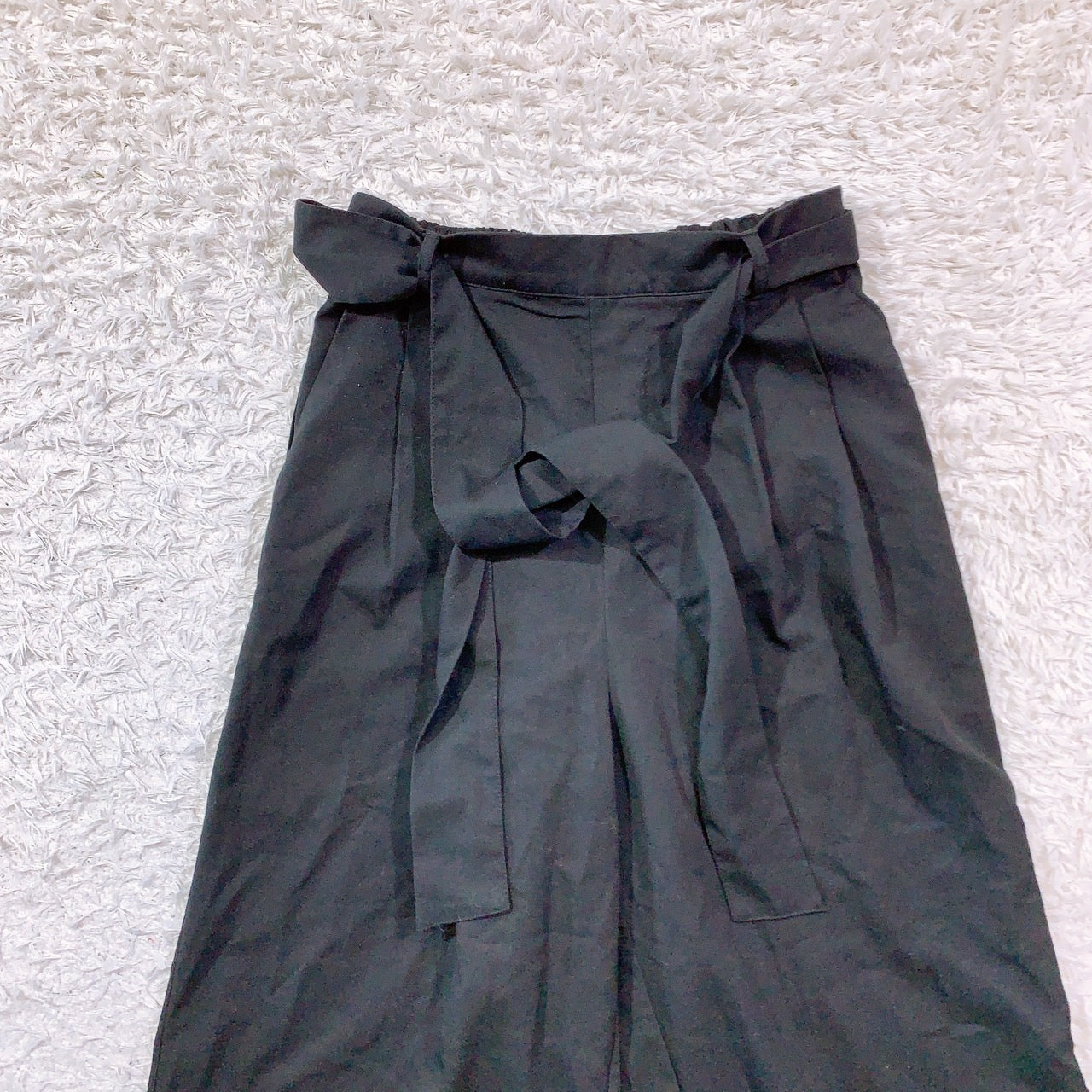 【27450】 GRL グレイル ワイドパンツ サイズM ブラック ベルト付き ウエストゴム ポケット 無地 シンプル タック レディース
